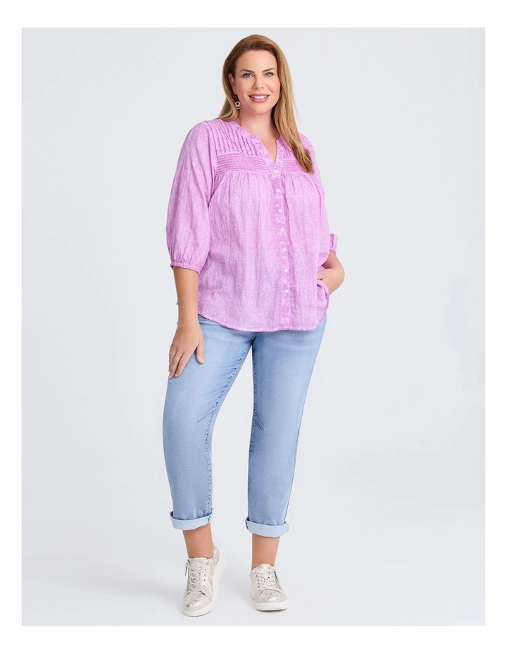 Cotton Pintuck Embrodiery Top in Misty Orchid image 2