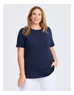 Australian Cotton Crew Neck T-shirt in Navy