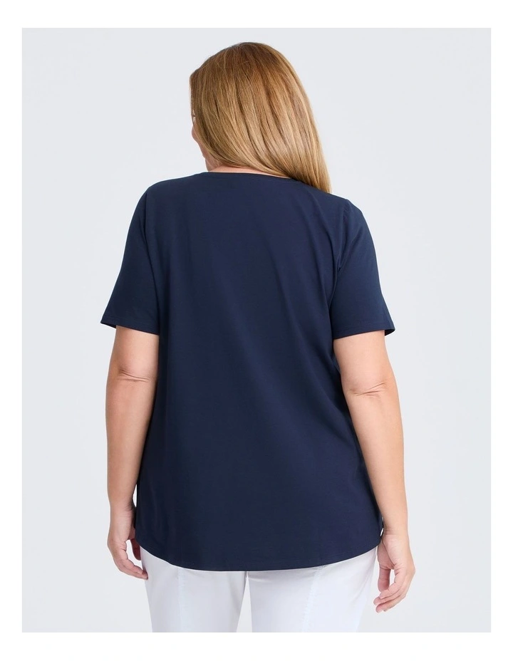 Australian Cotton Crew Neck T-shirt in Navy image 2