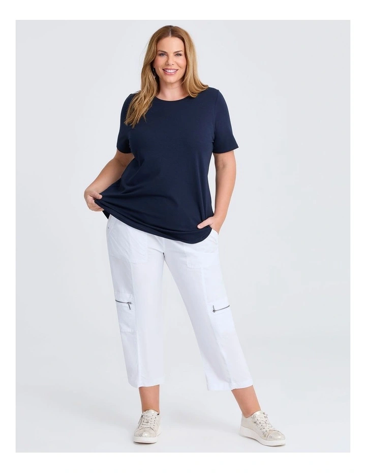 Australian Cotton Crew Neck T-shirt in Navy image 3