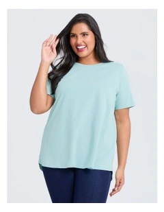 Australian Cotton Crew Neck T-shirt in Glacier Blue