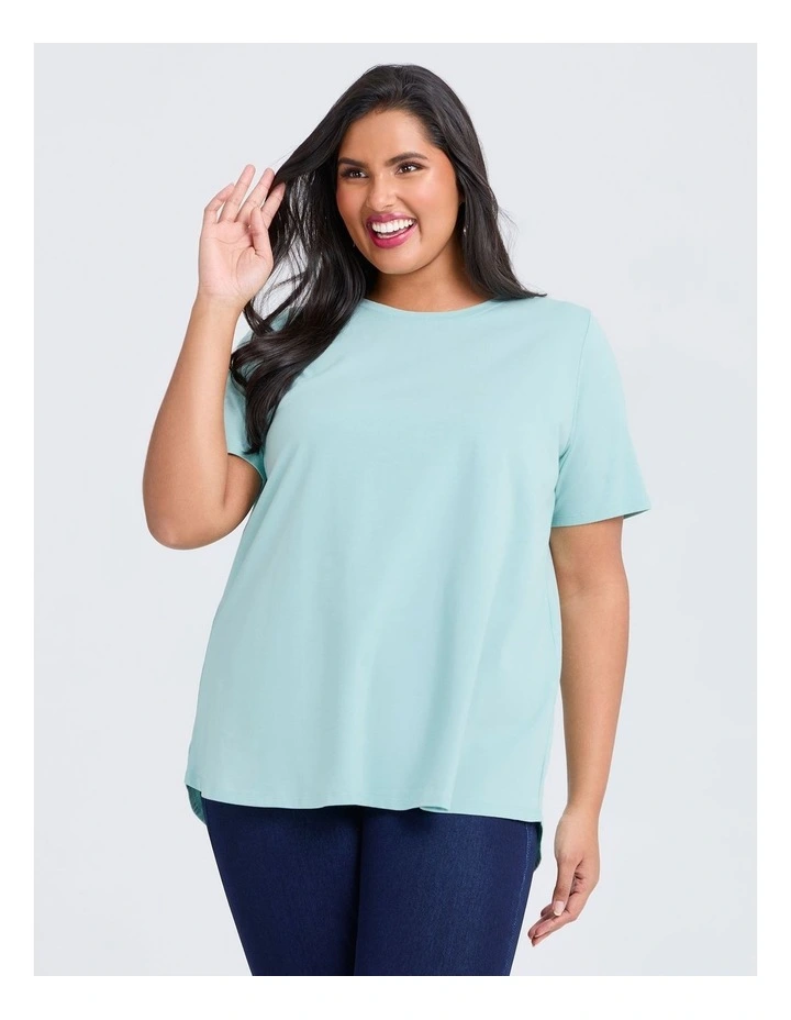 Australian Cotton Crew Neck T-shirt in Glacier Blue image 1