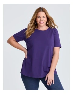 Australian Cotton Crew Neck T-shirt in Purple Passion