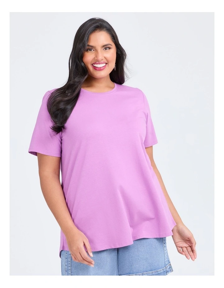 Australian Cotton Crew Neck T-shirt in Misty Orchid image 1