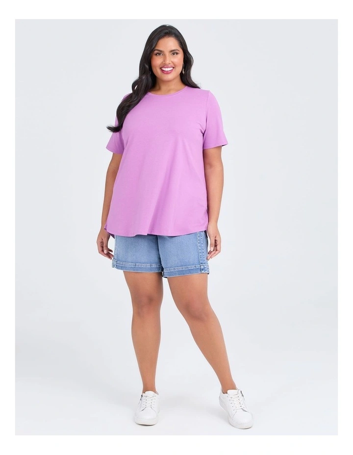 Australian Cotton Crew Neck T-shirt in Misty Orchid image 3