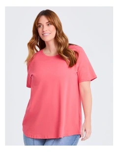 Australian Cotton Crew Neck T-shirt in Sugar Coral