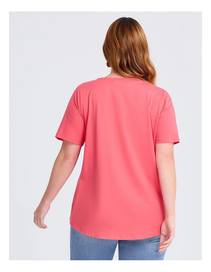 Australian Cotton Crew Neck T-shirt in Sugar Coral image 2
