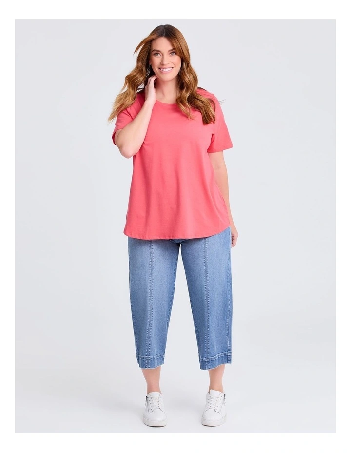 Australian Cotton Crew Neck T-shirt in Sugar Coral image 3