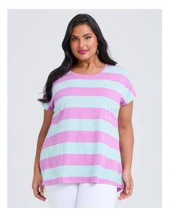 Cotton Block Stripe T-shirt in Multi