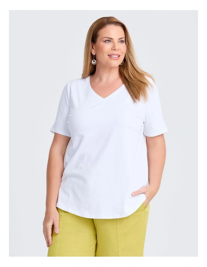 Organic Cotton V-neck T-shirt in White image 1