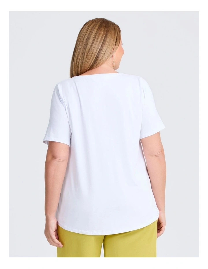 Organic Cotton V-neck T-shirt in White image 2