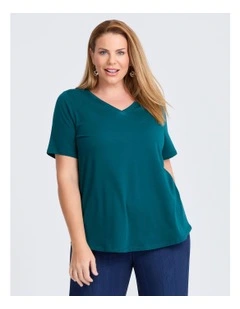 Organic Cotton V-neck T-shirt in Dark Atlantic
