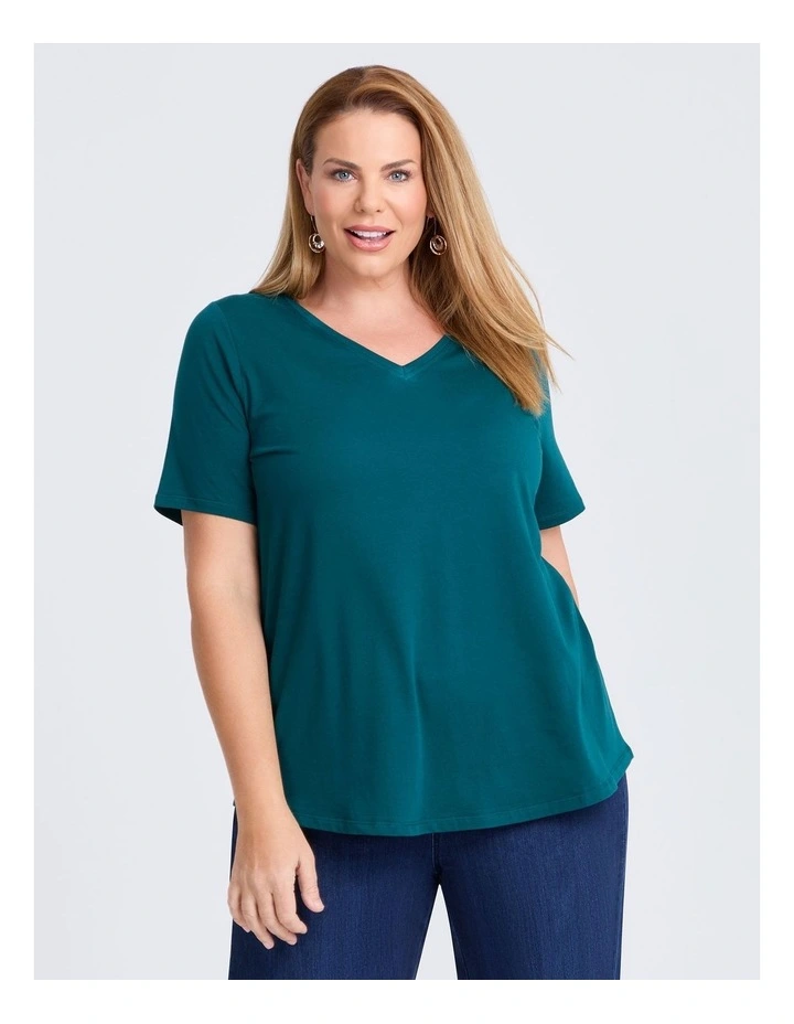 Organic Cotton V-neck T-shirt in Dark Atlantic image 1