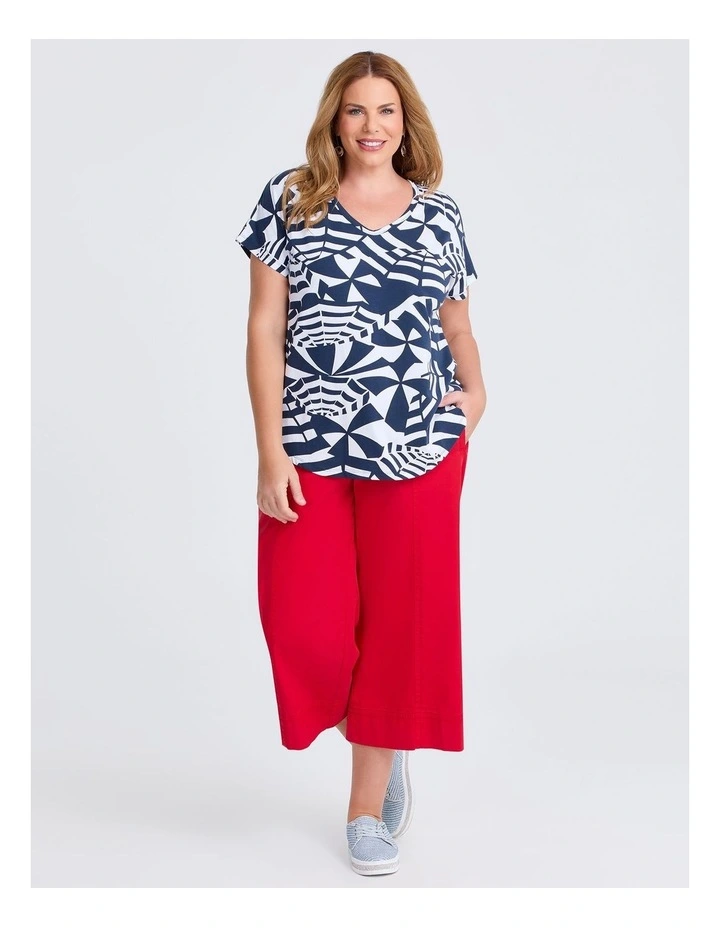 Cotton Seaside Umbrellas T-shirt in Navy/white image 3