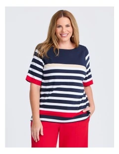 Cotton Breton Stripe T-shirt in Navy/white