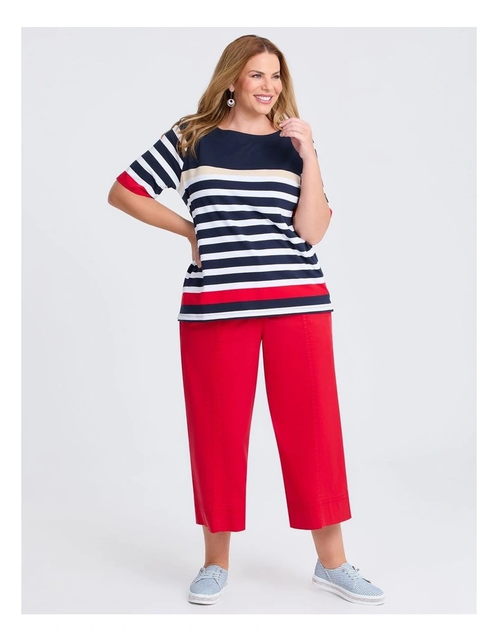 Cotton Breton Stripe T-shirt in Navy/white image 3
