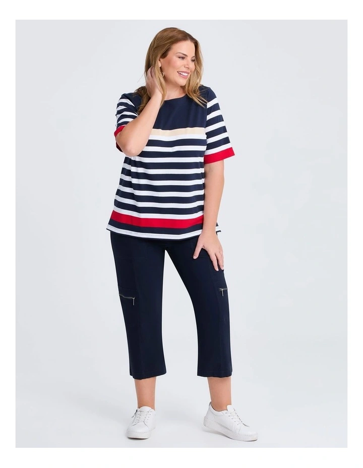 Cotton Breton Stripe T-shirt in Navy/white image 4