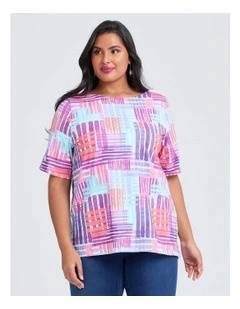 Cotton Pastel Check T-shirt in Multi