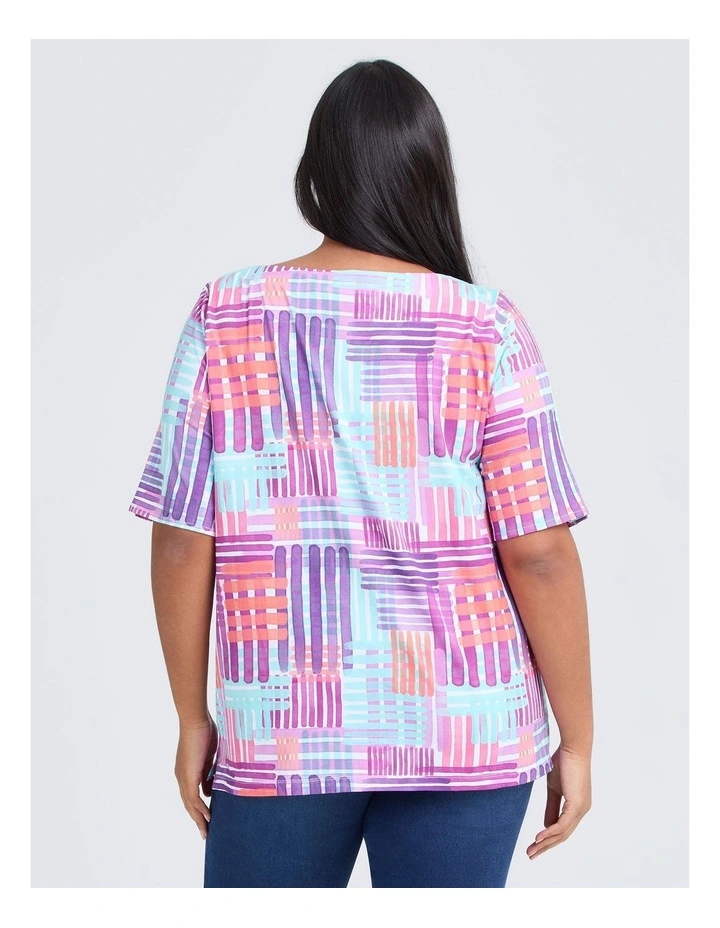 Cotton Pastel Check T-shirt in Multi image 2
