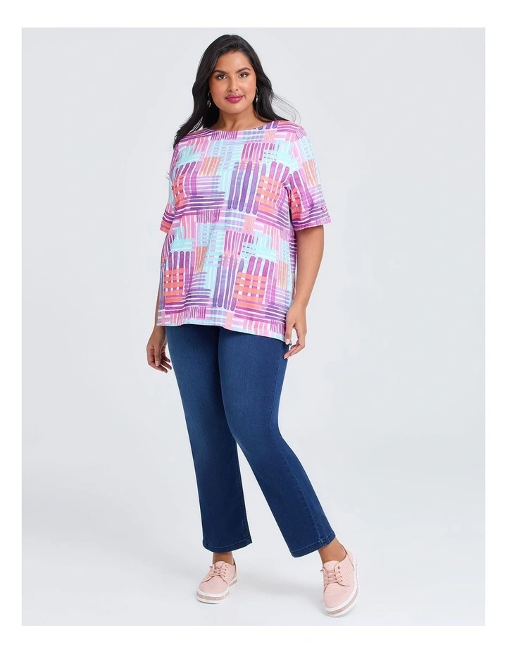 Cotton Pastel Check T-shirt in Multi image 3