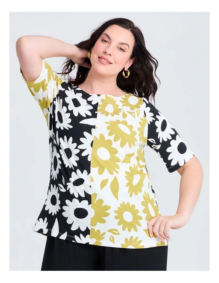 Cotton Spliced Flower T-shirt Print image 1