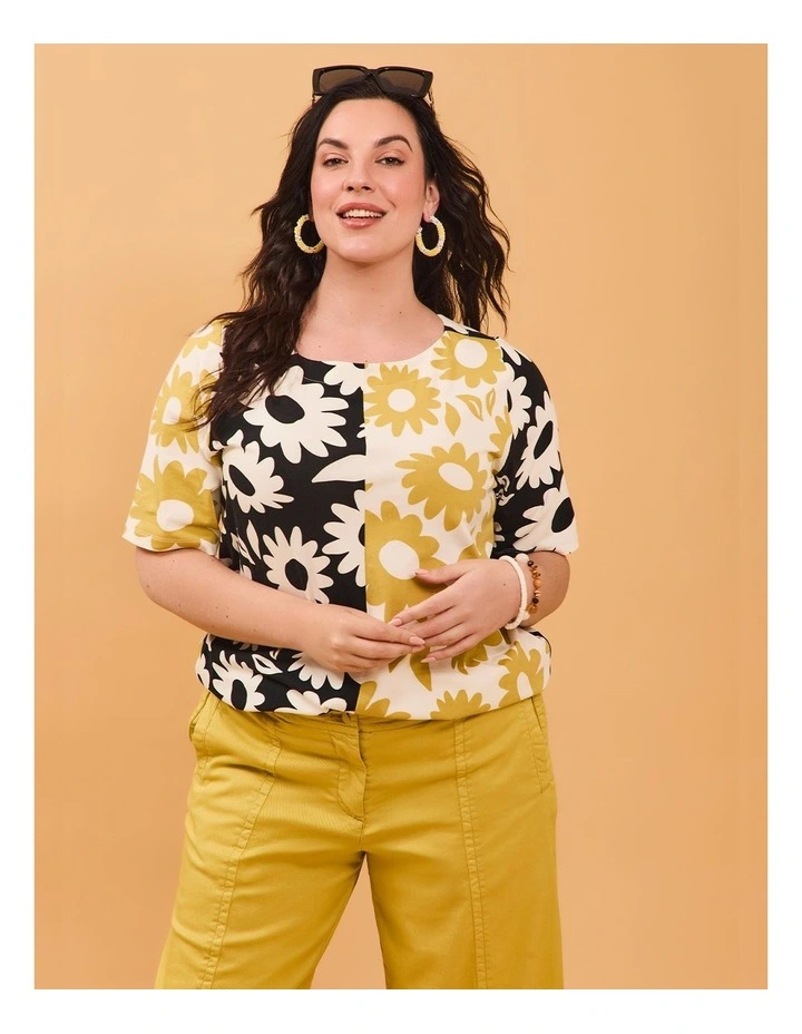 Cotton Spliced Flower T-shirt Print image 3