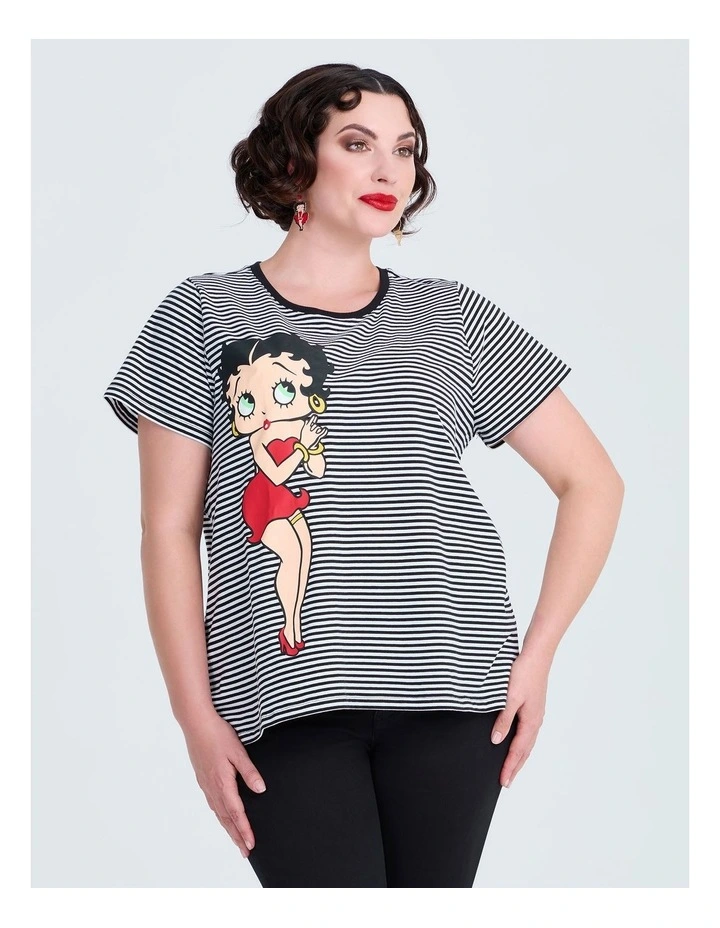 Betty Boop Stripe T-shirt in Black/white Stripe image 1