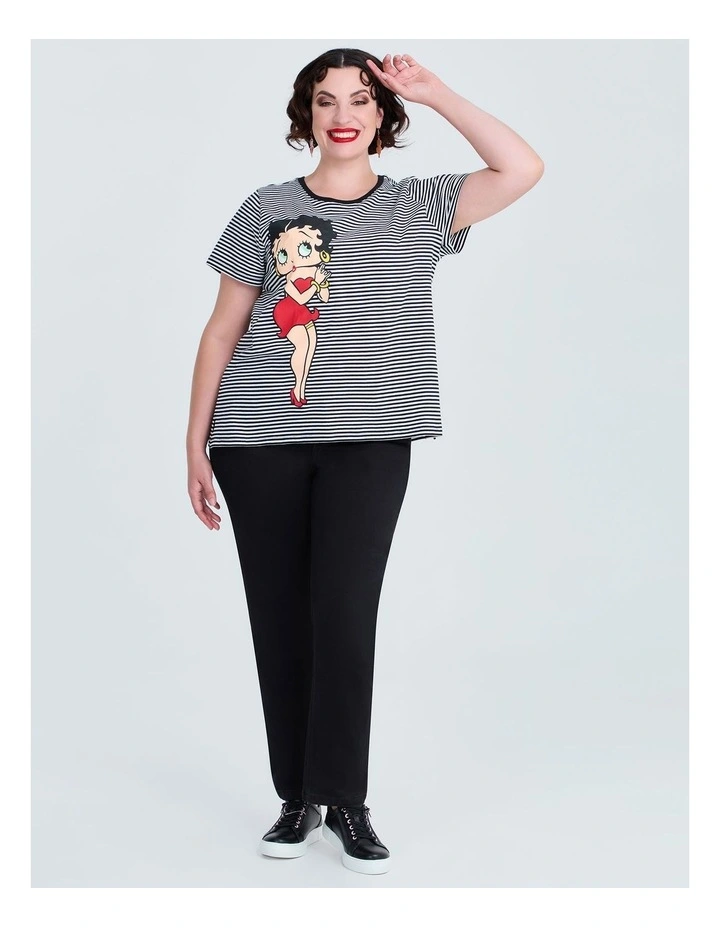 Betty Boop Stripe T-shirt in Black/white Stripe image 3