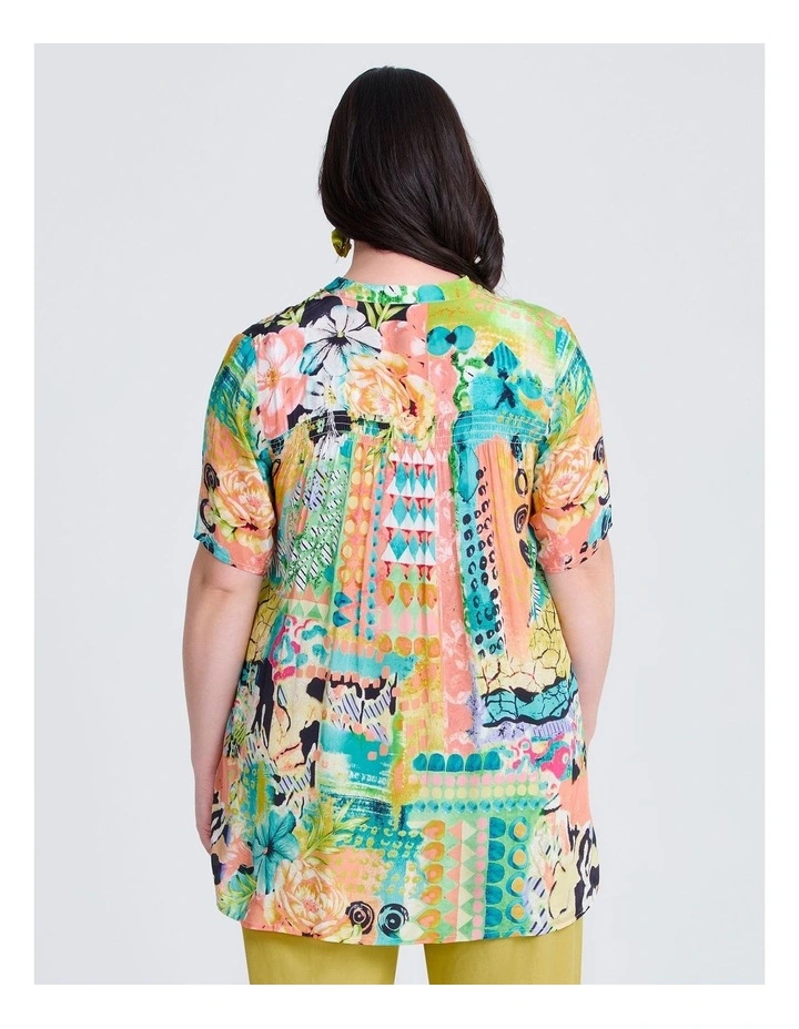 Sunshine Tie Neck Natural Tunic Print image 2