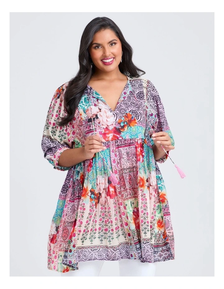 Cotton Patchwork Floral Tunic Print image 1