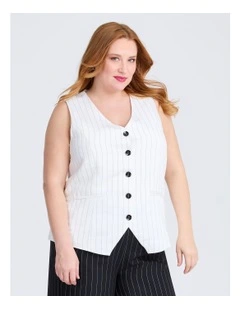 Bronte Pinstripe Vest in Off White Pinstripe