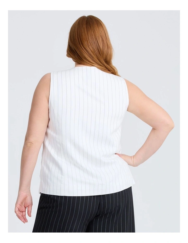 Bronte Pinstripe Vest in Off White Pinstripe image 2