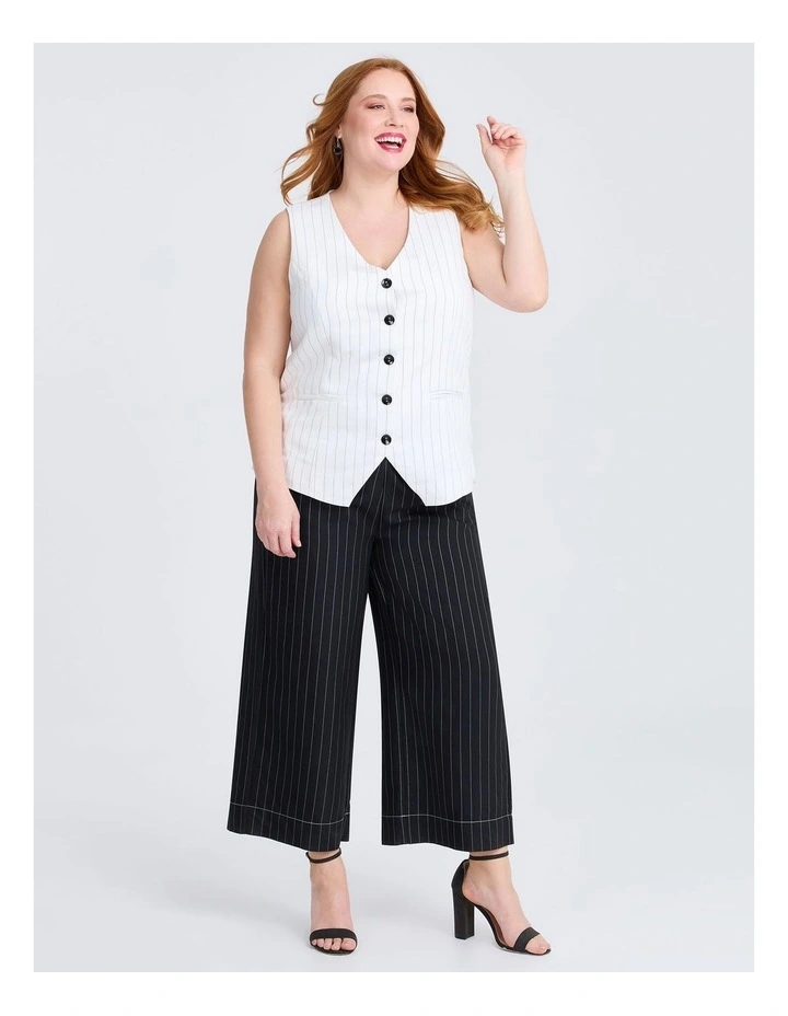 Bronte Pinstripe Vest in Off White Pinstripe image 3