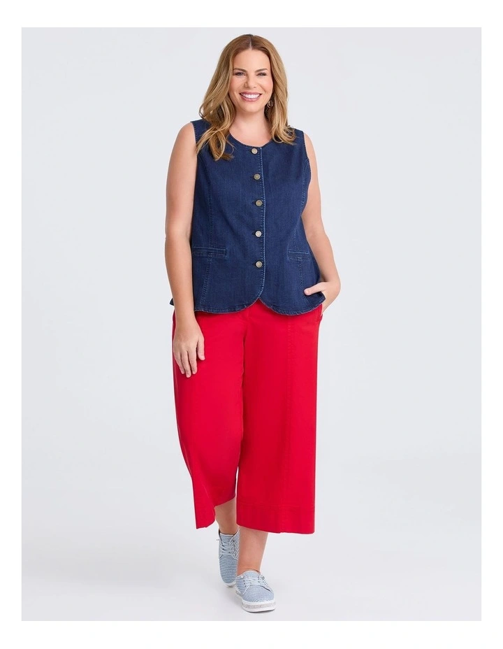Denim Button Up Vest in Indigo image 3