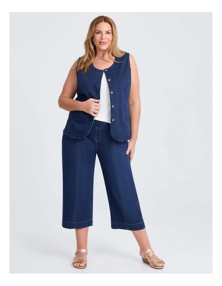 Denim Button Up Vest in Indigo image 4