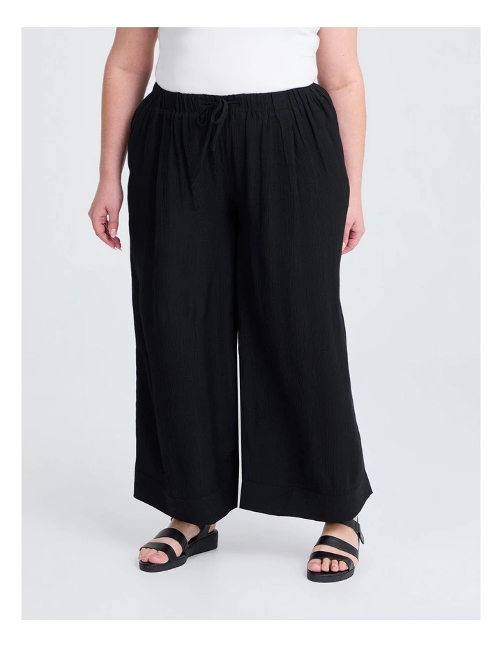 Petite Natural Wide Leg Pant in Black image 1