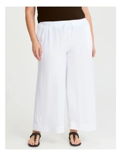 Petite Natural Wide Leg Pant in White