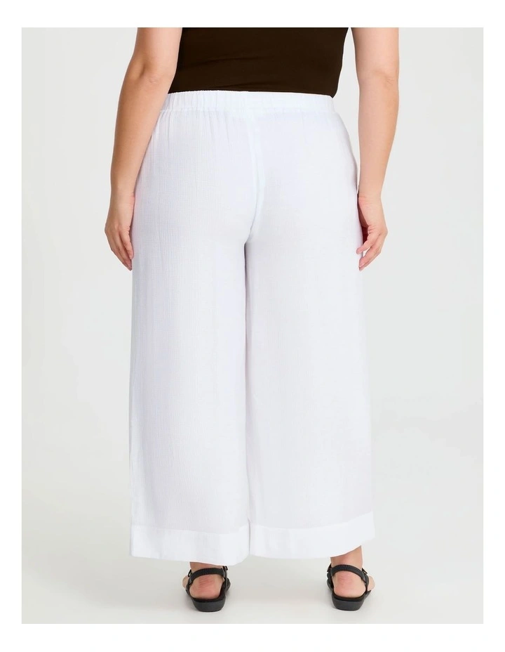 Petite Natural Wide Leg Pant in White image 2