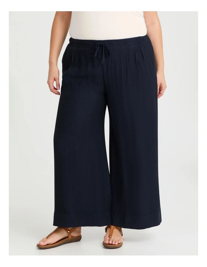 Petite Natural Wide Leg Pant in Navy image 1