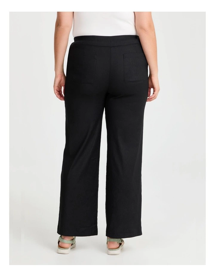 Tall Stretch Linen Bea Wide Pant in Black image 2