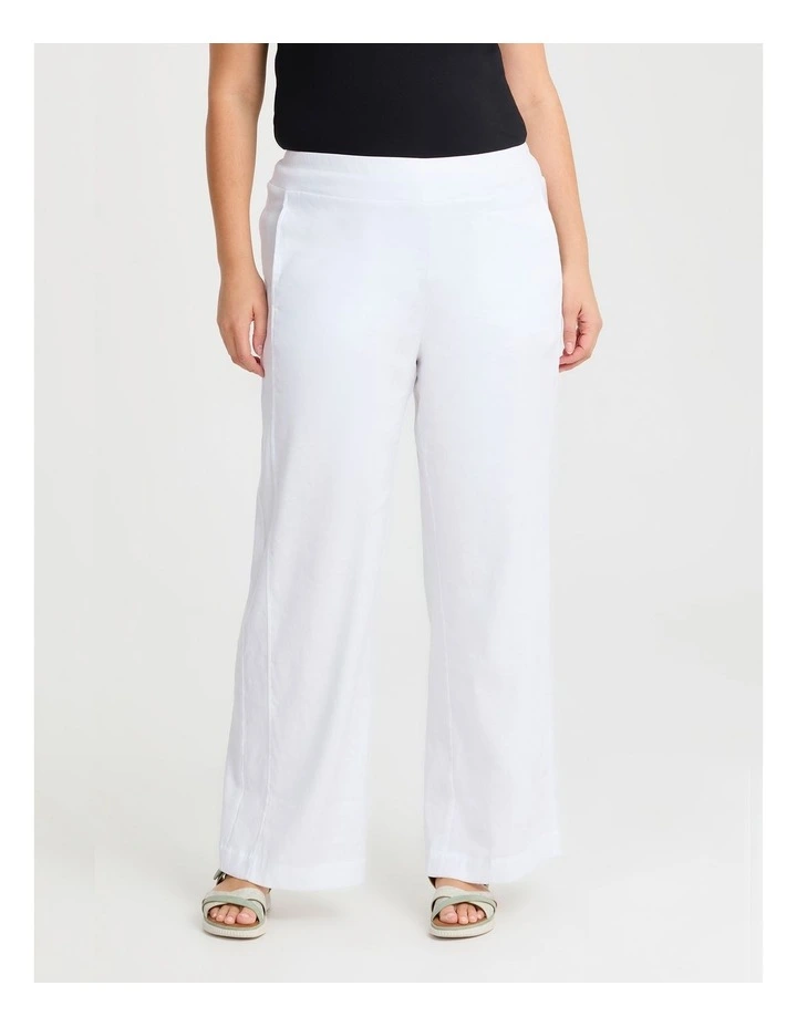Tall Stretch Linen Bea Wide Pant in White image 1