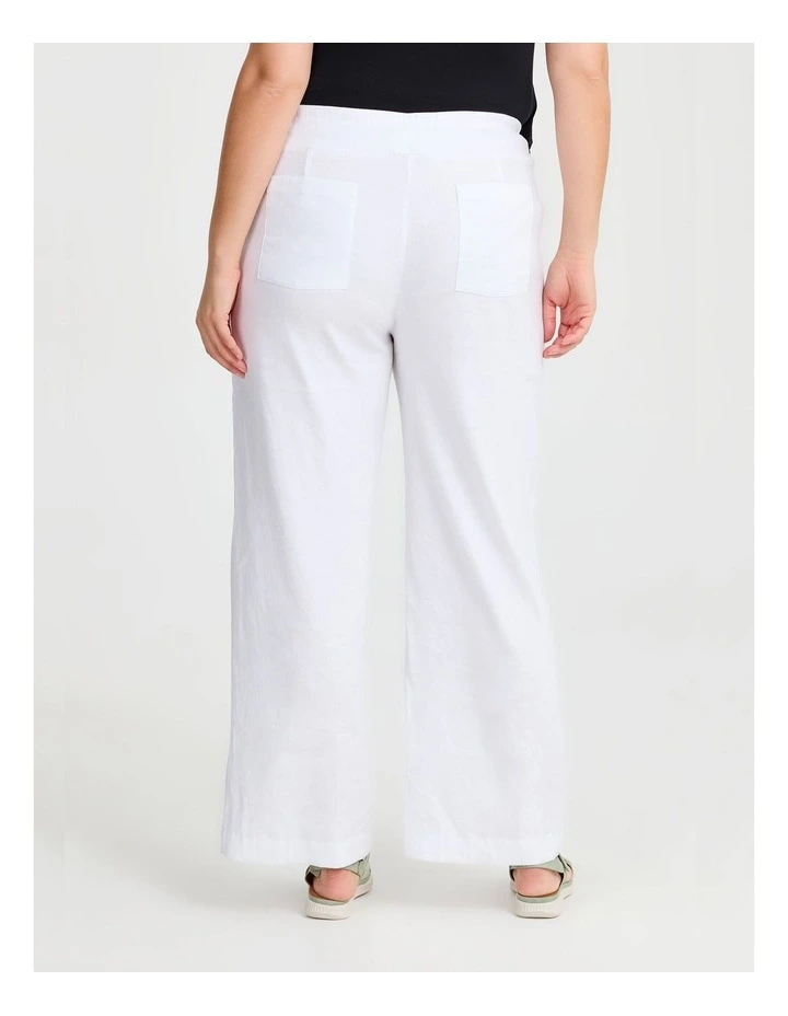 Tall Stretch Linen Bea Wide Pant in White image 2