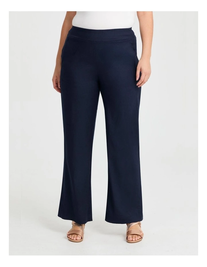 Tall Stretch Linen Bea Wide Pant in Dark Indigo image 1