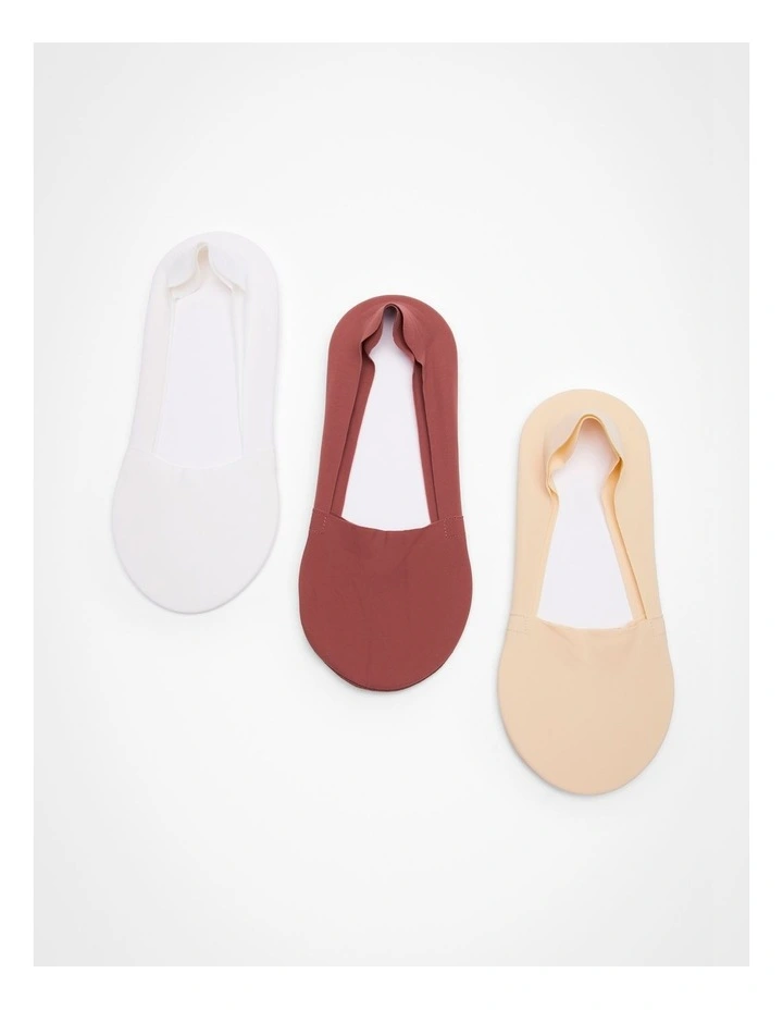 No Show Invisible Socks 3 Pack in Neutral image 1