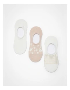 No Show Bamboo Ditsy Socks 3 Pack in Multi