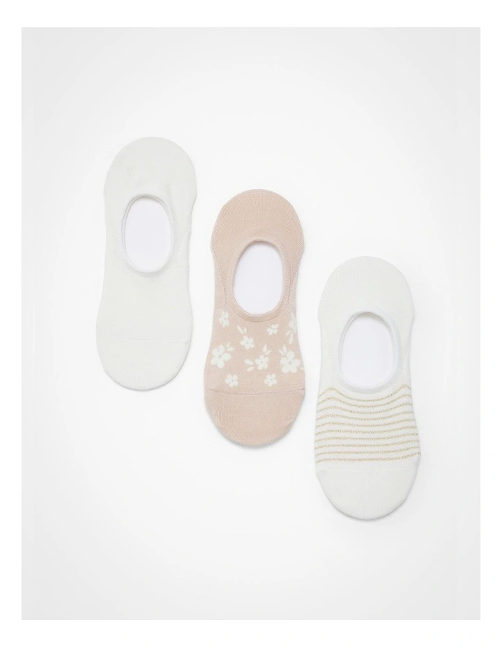 No Show Bamboo Ditsy Socks 3 Pack in Multi image 1