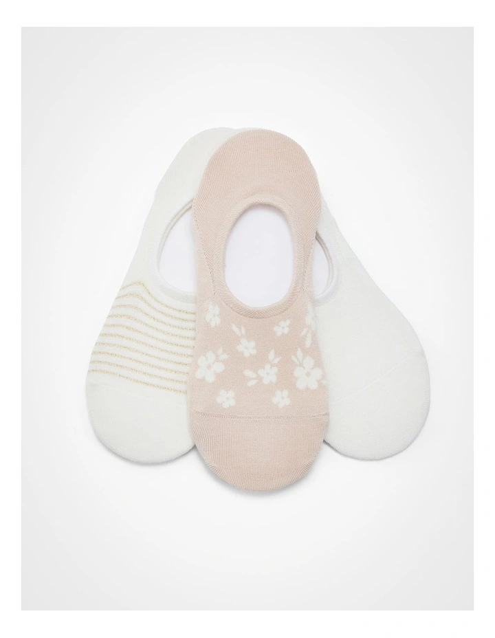 No Show Bamboo Ditsy Socks 3 Pack in Multi image 2