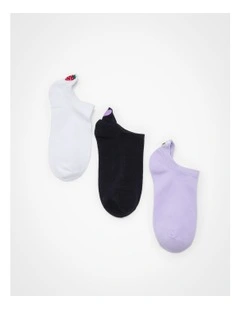 Cotton Embroidered Socks 3 Pack in Multi