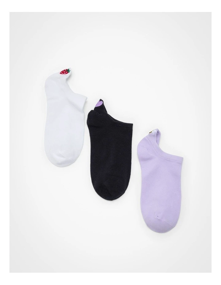Cotton Embroidered Socks 3 Pack in Multi image 1