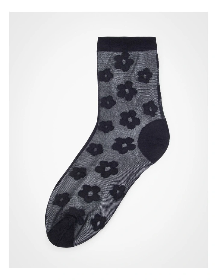 2 Pack Sheer Floral Socks Black image 4